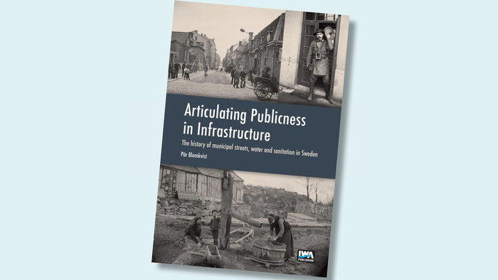 Bokomslag med svartvita  bilder från tidigt 1900-tal och titeln Articulating Publicness in Infrastructure.